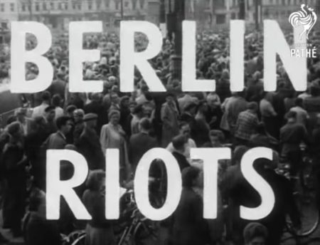 If you ever wondered why Strasse des 17. Juni has its name, you have to watch this short movie from British Pathé from the Berlin Riots of 1953. This short movie is not a documentary but a newsreel report about the uprising of workers against the Communist Regime in East Germany. This is the real deal, not an interpretation of what happened.