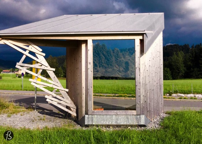 Wang Shu and Lu Wenyu of Amateur Architecture Studio designed a wooden shelter based on the idea of a camera obscura that is easily our favorite bus stop between all seven.