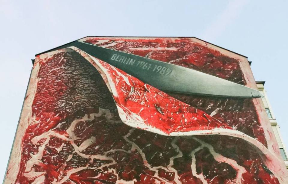 If Walls Could Talk… — A Meat Mural by Marcus Haas where the Berlin Wall used to be