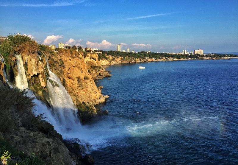 Turkey has several waterfalls easily accessible by transport, but the Lower Duden Waterfall is by far the most impressive to watch. The coastline along Antalya is made up of both beaches and cliffs, but it's not often you get to see a powerful waterfall going straight into the ocean.