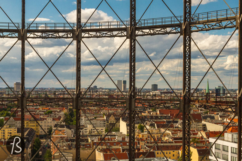 Whenever we travel around Europe, we see the skeleton of abandoned gasworks. But the Schöneberg Gasometer has this uniqueness to it since it feels like it's still integrated into the landscape of the city. You pass by it around Haupstrasse or taking the S-Bahn, and it's always there, in the corner of your eye.