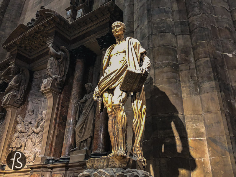 There is one particular sculpture that caught my attention when I visited the Duomo di Milano for the first time. The piece is called St Bartholomew Flayed, and it was created by Marco d'Agrate back in 1562. And that skinless statue is so unusual that I had to research it and write this article with everything I know now about it.