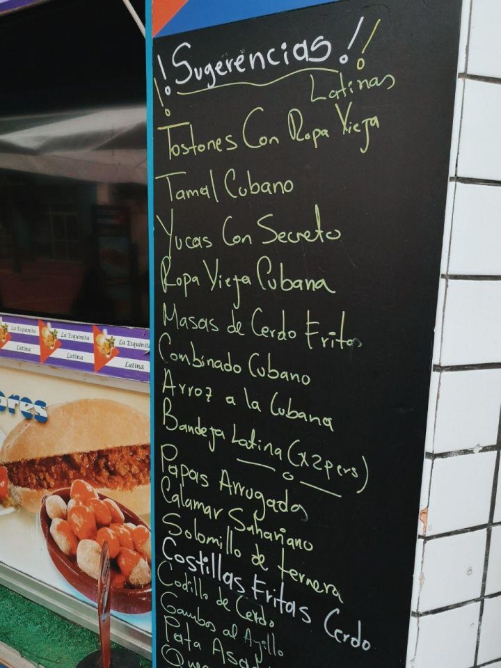 menu in La Esquinita Latina