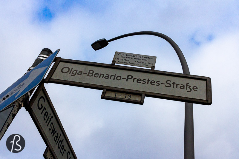 After the Second World War in Germany, Olga Benário was considered by many a heroine in her antifascist resistance and presented as the model of the female revolutionary. East Germany named schools and factories, and there is even a street in Pankow named after her. 