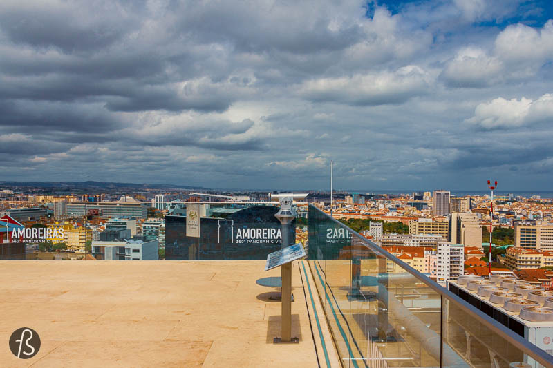 Amoreiras 360 is a viewing platform that can be found in the Amoreiras shopping center in Lisbon, Portugal. When you arrive at the top, you have a magnificent 360 degrees panorama of Lisbon, way above the city's landmarks. From there, you'll be able to see the hills, houses, and the beauty of the Tagus River.